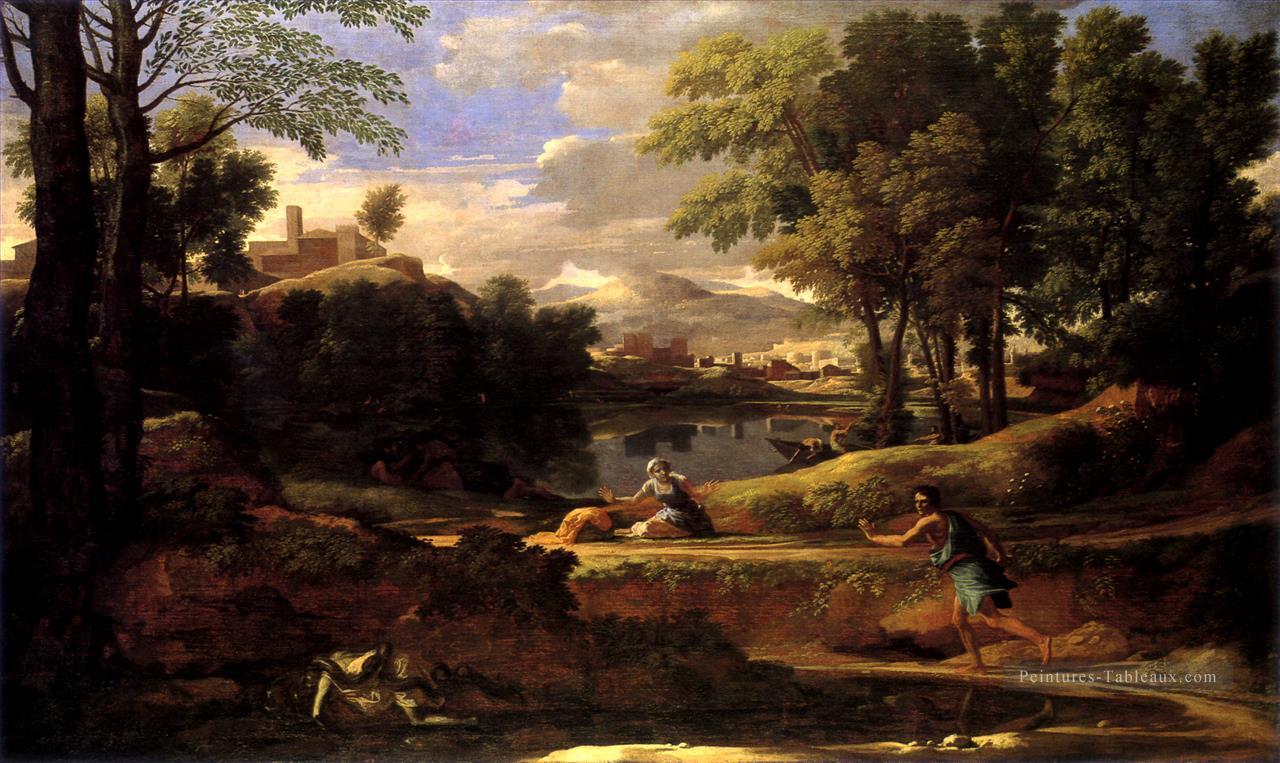 Paysage avec un homme tué par un serpent classique peintre Nicolas Poussin Peintures à l'huile